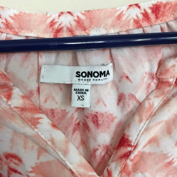 SONOMA red white tie dye print tunic top XS - Picture 6 of 8